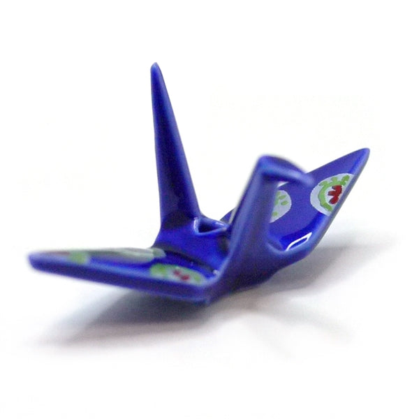 CRANE INCENSE HOLDER - Navy Brocade with Plate Set