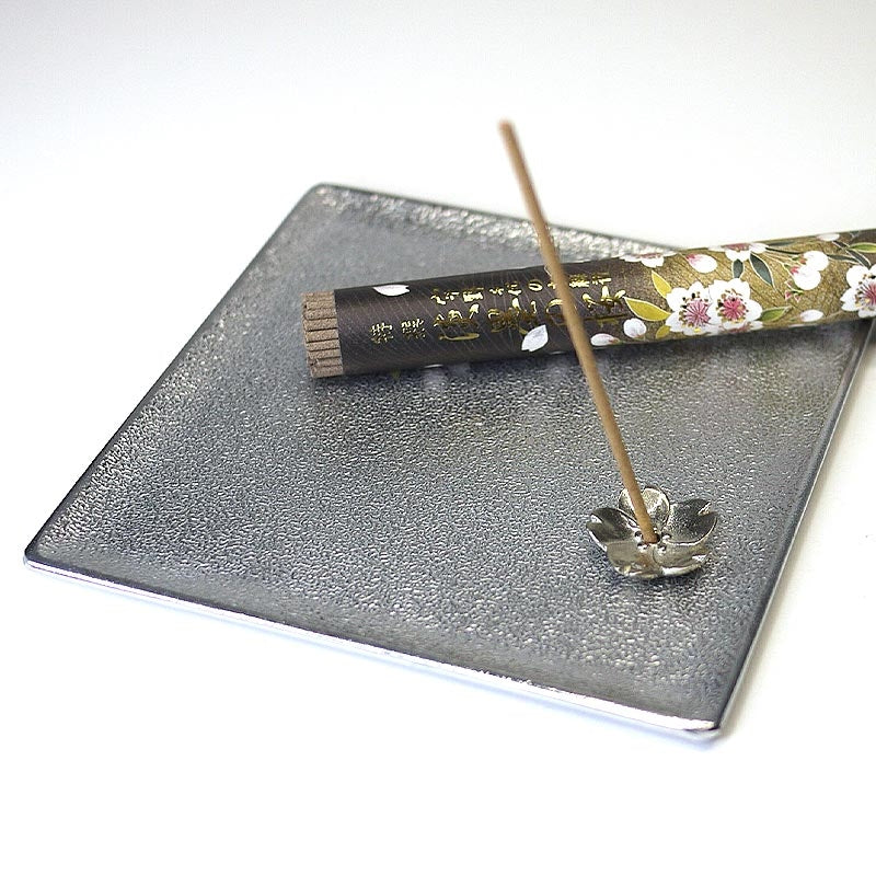 METAL INCENSE PLATE -  Square Silver
