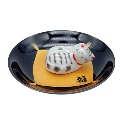 ARITA PLATE with Sleepy Cat Holder - Gray Tiger