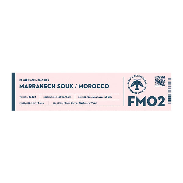 FRAGRANCE MEMORIES - FM 02 Marrakech Souk / Morocco 15 sticks (Mint, Clove, Cashmere Wood)