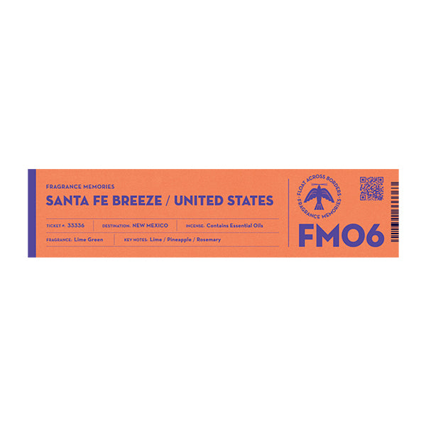 FRAGRANCE MEMORIES - FM 06 Santa Fe Breeze / United States 15 sticks (Lime, Pineapple, Rosemary)