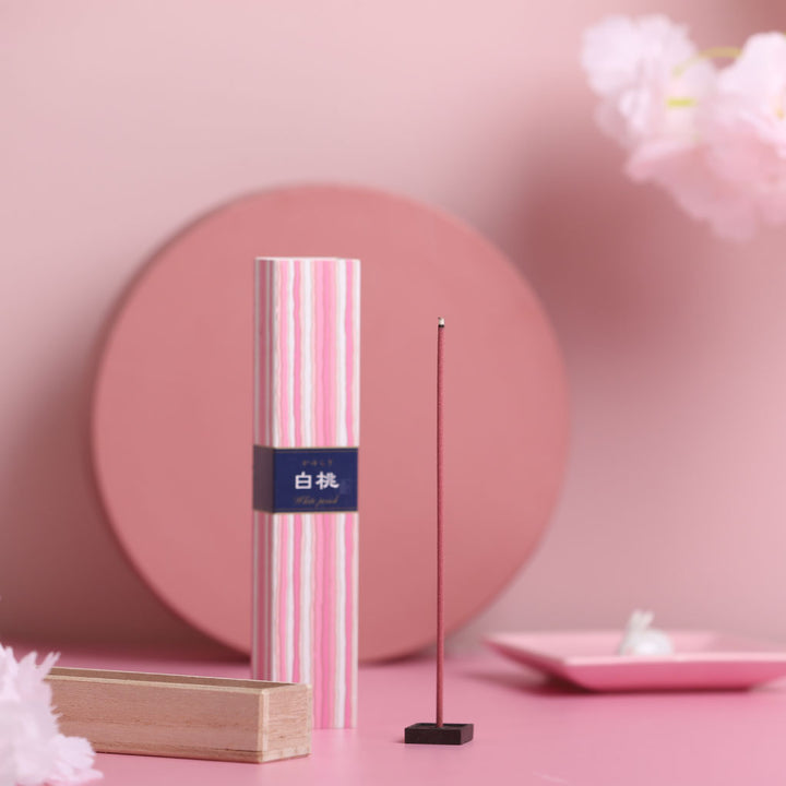 KAYURAGI - WHITE PEACH 40 sticks | NIPPON KODO Japanese Quality Incense  Since 1575 – nipponkodostore.com
