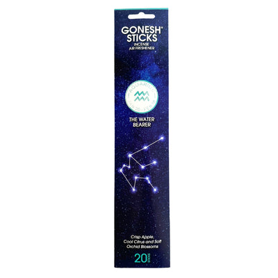 GONESH ZODIAC – Aquarius | Bamboo Incense, 20 Sticks (Crisp Apple, Citrus, Orchid Blossom)