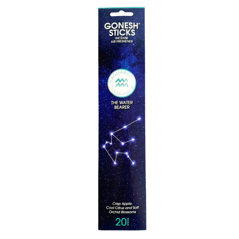 GONESH ZODIAC – Aquarius | Bamboo Incense, 20 Sticks (Crisp Apple, Citrus, Orchid Blossom)