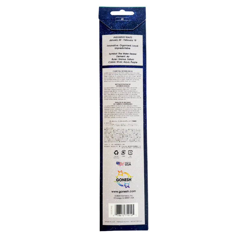 GONESH ZODIAC – Aquarius | Bamboo Incense, 20 Sticks (Crisp Apple, Citrus, Orchid Blossom)