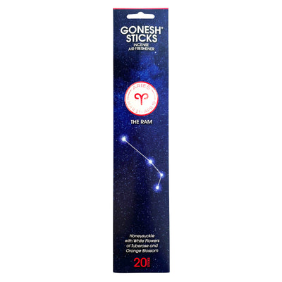 GONESH ZODIAC – Aries | Bamboo Incense, 20 Sticks (Honeysuckle, Tuberose, Orange Blossom)