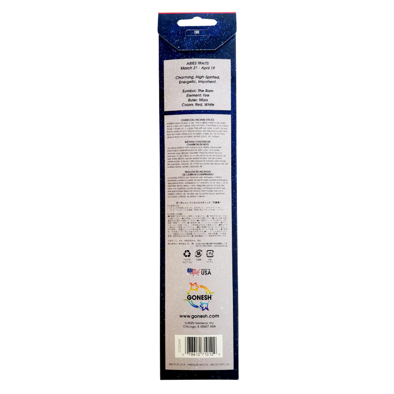 GONESH ZODIAC – Aries | Bamboo Incense, 20 Sticks (Honeysuckle, Tuberose, Orange Blossom)