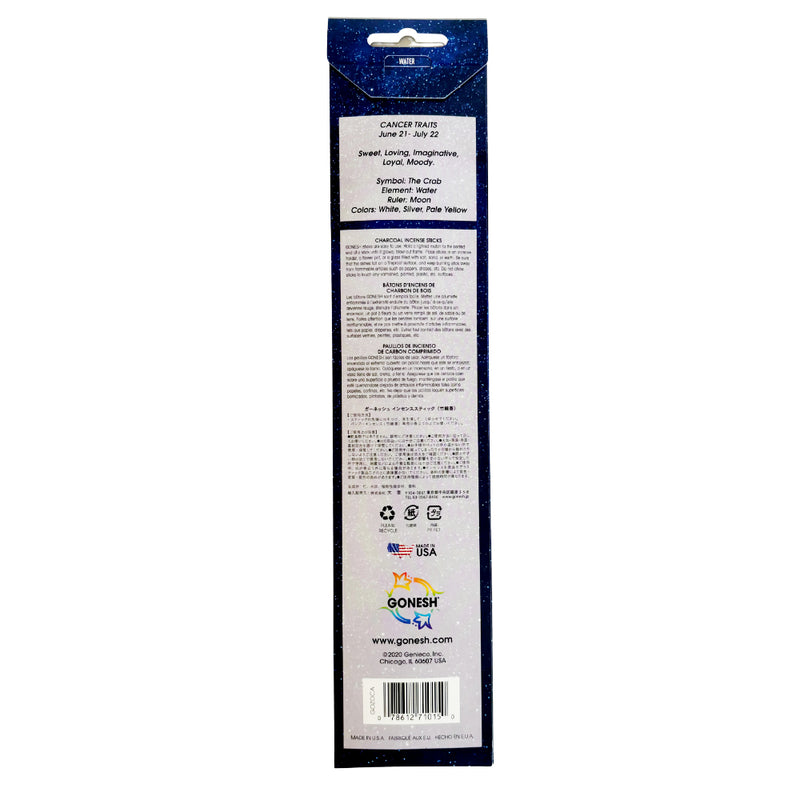 GONESH ZODIAC – Cancer | Bamboo Incense, 20 Sticks (Red Currant, White Rose)