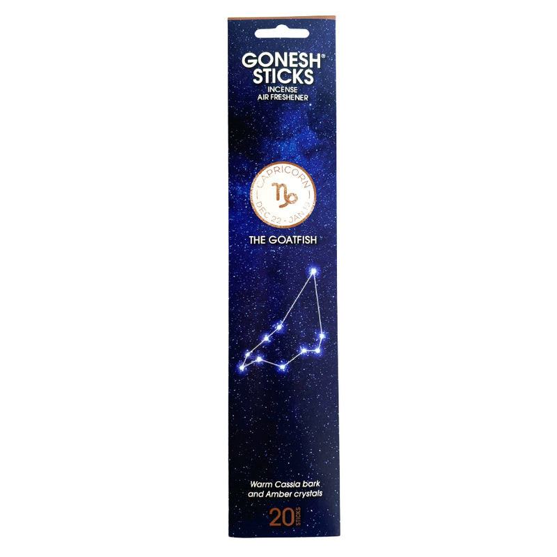 GONESH ZODIAC – Capricorn | Bamboo Incense, 20 Sticks (Cassia Bark, Amber Crystals)