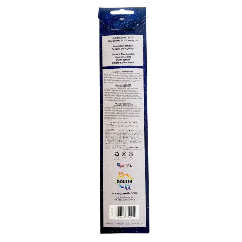 GONESH ZODIAC – Capricorn | Bamboo Incense, 20 Sticks (Cassia Bark, Amber Crystals)