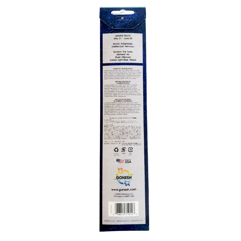 GONESH ZODIAC – Gemini | Bamboo Incense, 20 Sticks (Citrus Bergamot, Lavender, Sandalwood)