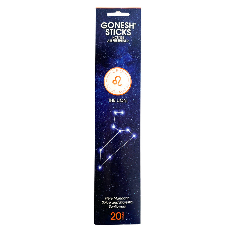 GONESH ZODIAC – Leo | Bamboo Incense, 20 Sticks (Mandarin Spice, Sunflower)