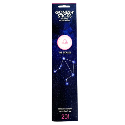 GONESH ZODIAC – Libra | Bamboo Incense, 20 Sticks (Pink Rose Water, Ivy)