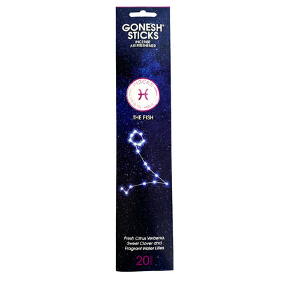 GONESH ZODIAC – Pisces | Bamboo Incense, 20 Sticks (Citrus Verbena, Sweet Clover, Water Lily)