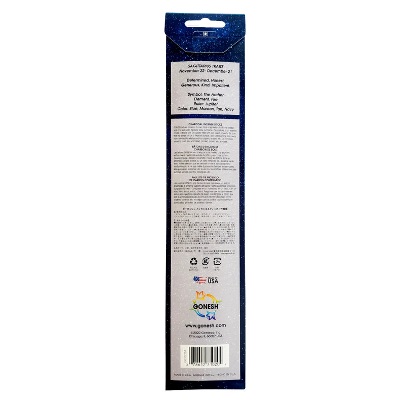 GONESH ZODIAC – Sagittarius | Bamboo Incense, 20 Sticks (Red Carnation, Saffron Spice, Oud)