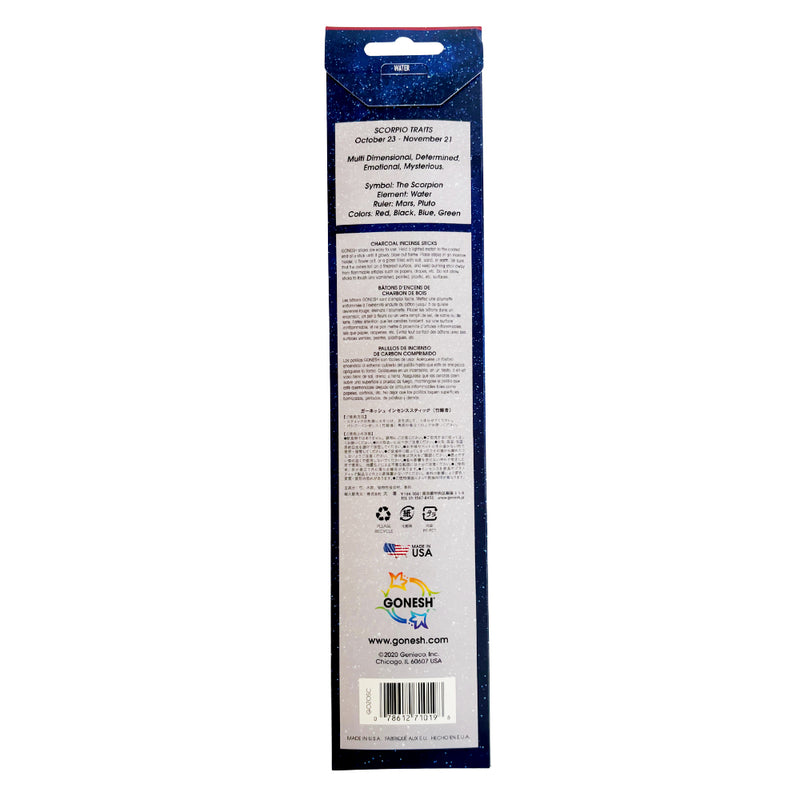 GONESH ZODIAC – Scorpio | Bamboo Incense, 20 Sticks (Citrus Passion, Orange Blossom Icing)