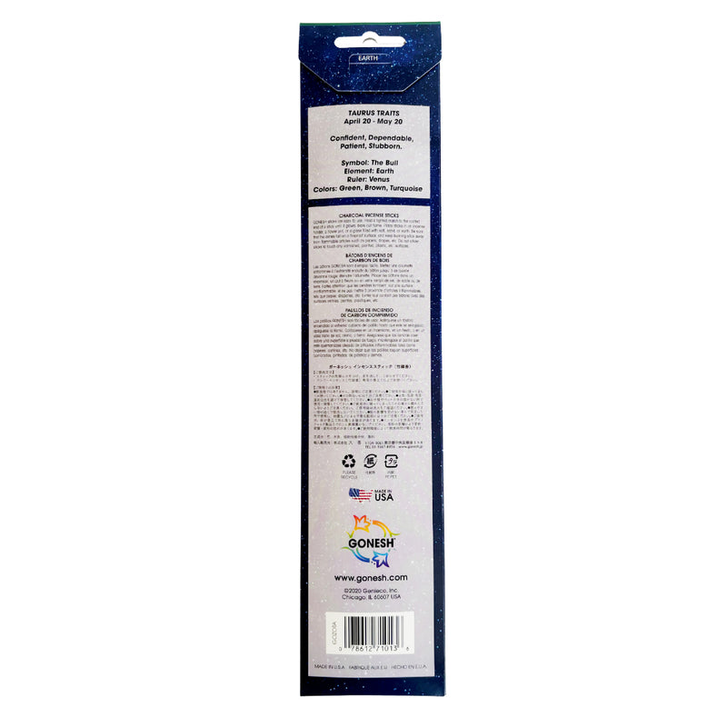 GONESH ZODIAC – Taurus | Bamboo Incense, 20 Sticks (Vanilla, Tobacco, Soft Woods)