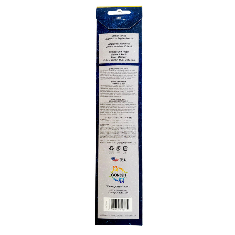 GONESH ZODIAC – Virgo | Bamboo Incense, 20 Sticks (Fruity Florals, Sugared Coconut)