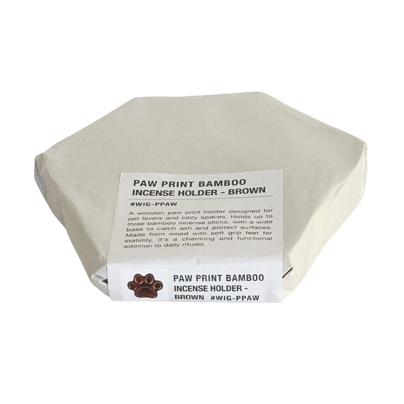 PAW PRINT Bamboo Incense Holder - Brown