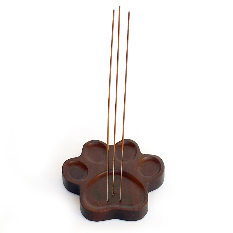 PAW PRINT Bamboo Incense Holder - Brown