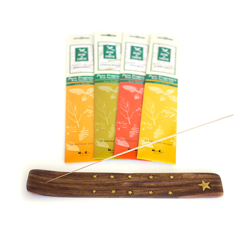 HERB & EARTH - Assortment of 4 fragrances with Flat Wooden Star Holder