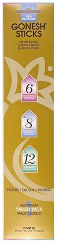 GONESH CLASSIC COLLECTION - VARIETY PACK - Bamboo Stick Incense - NO. 6, 8 & 12