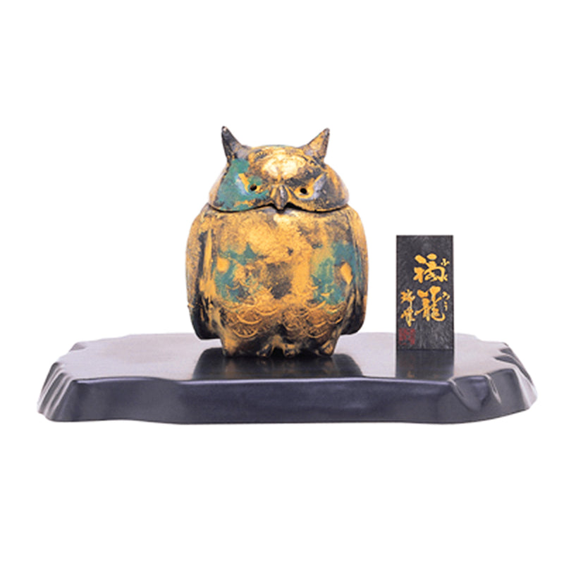 JAPANESE INCENSE BURNER - Iron Incense burner / Owl with tray